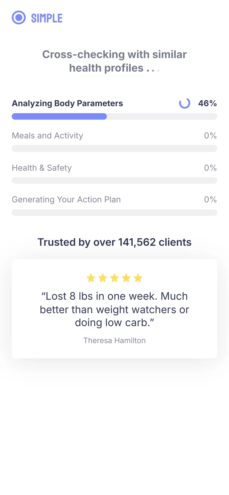 Simple — "We predict you'll hit 170 lbs by January 13" (screen 1)