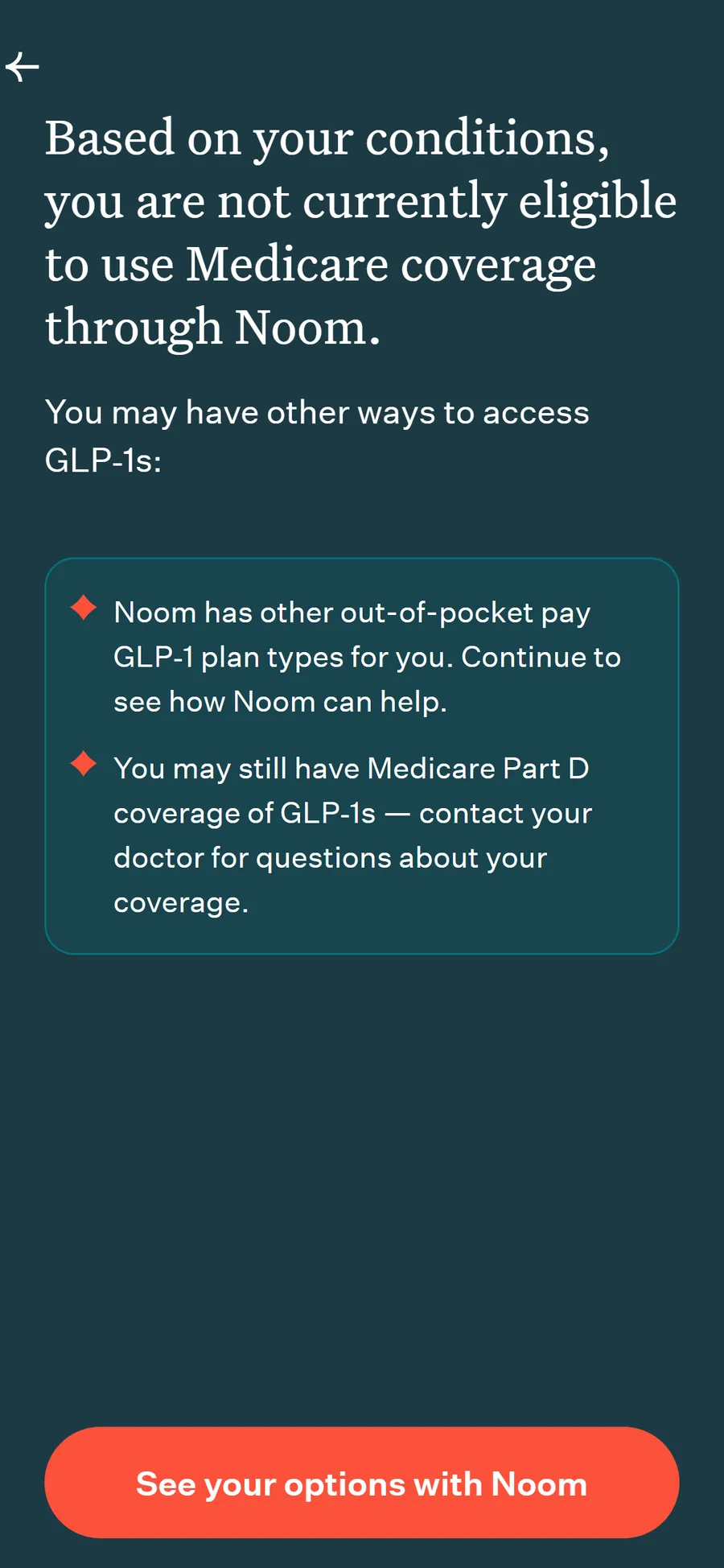 Noom — "This helps us understand if you may have Medicare coverage" (screen 3)