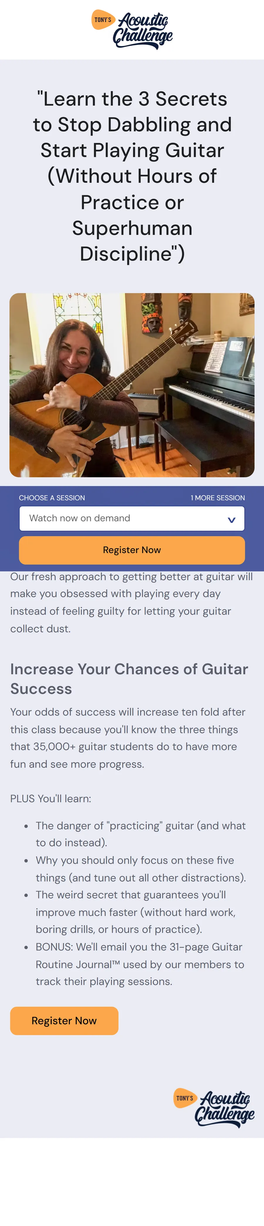 Tony's Acoustic Challenge — eWebinar: “Watch now on demand” (mobile)