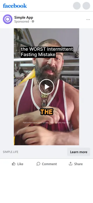 Simple — "The WORST Intermittent Fasting Mistake" — Meta video ad