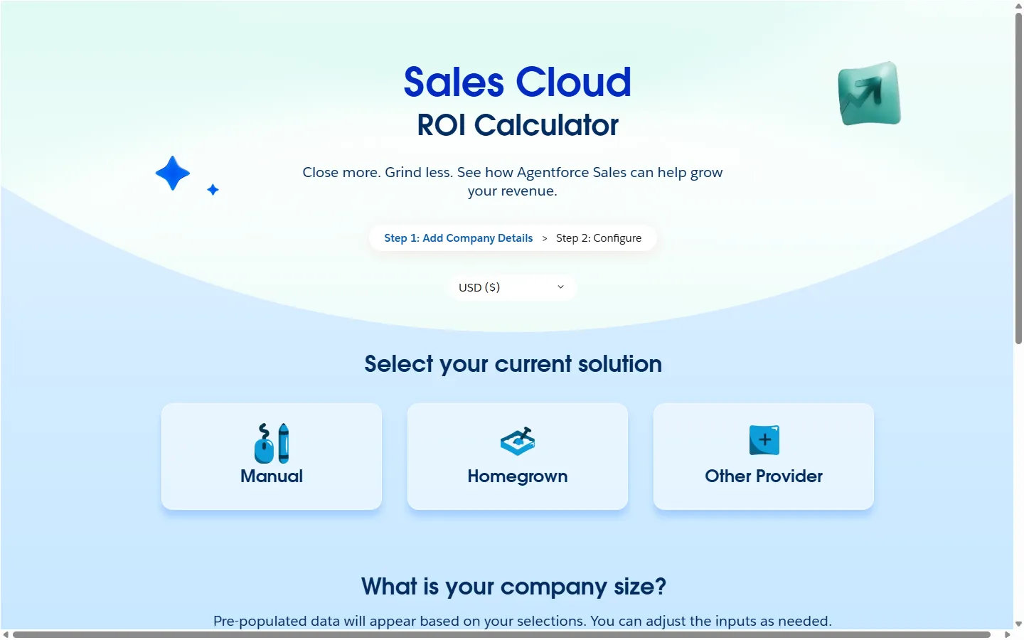 Salesforce — Two clicks: what you use, how big you are (screen 2)