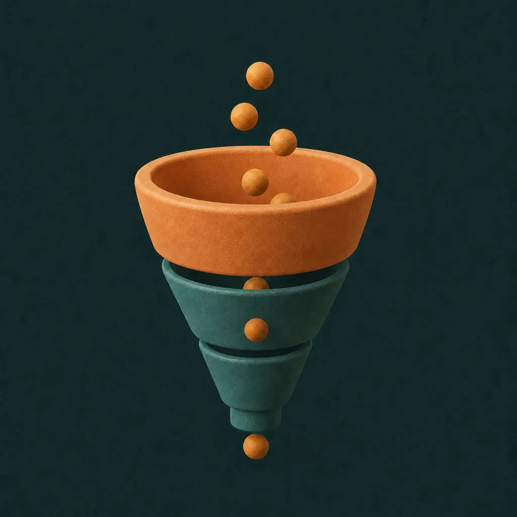 A three-tier funnel with the wide top tier highlighted