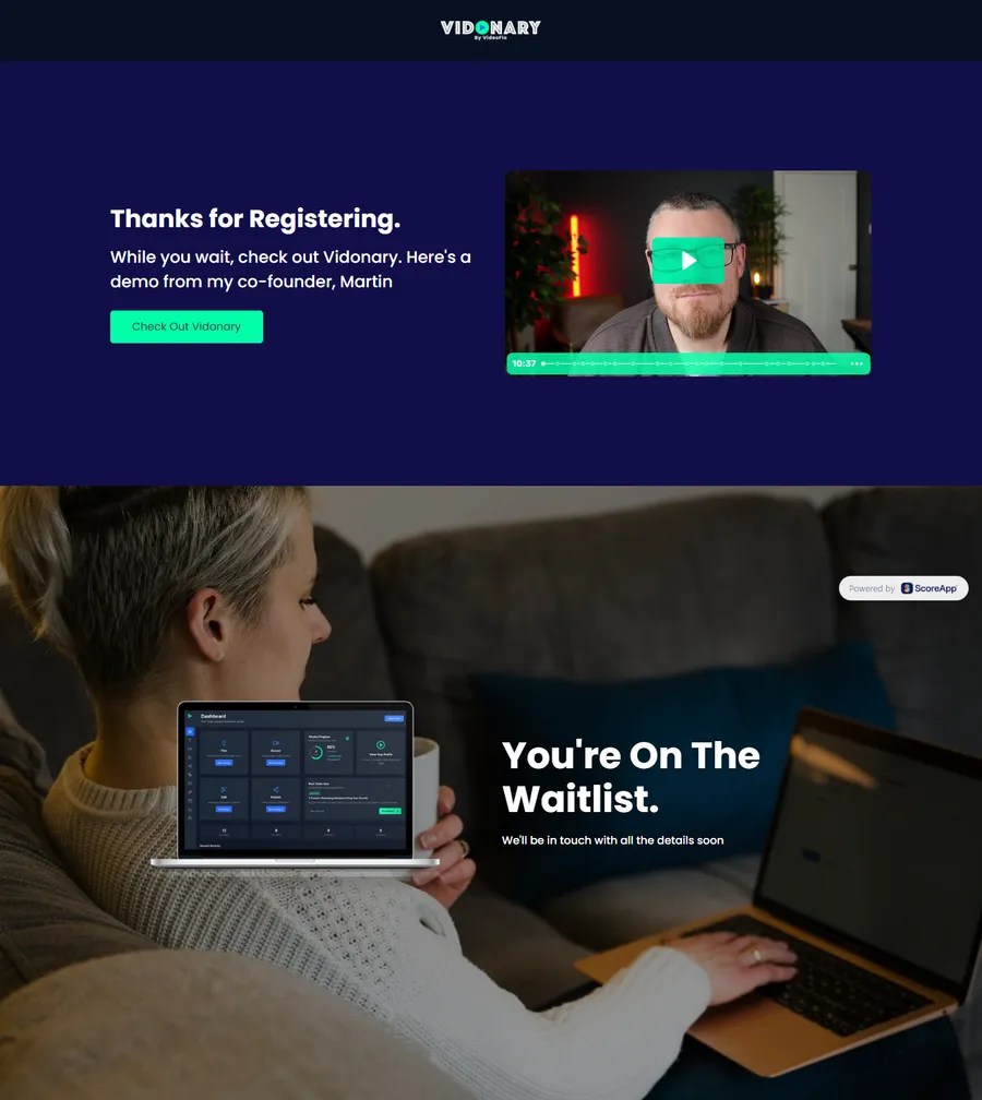 Vidonary — “You’re On The Waitlist” (mobile)