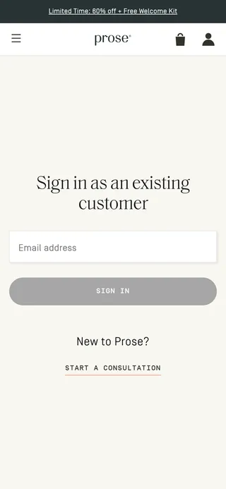 Prose — "Sign in as an existing customer"